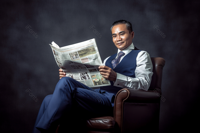 中年商务成功人士看报纸,高清,摄影图,摄影图片,图片大全,摄影图免费下载